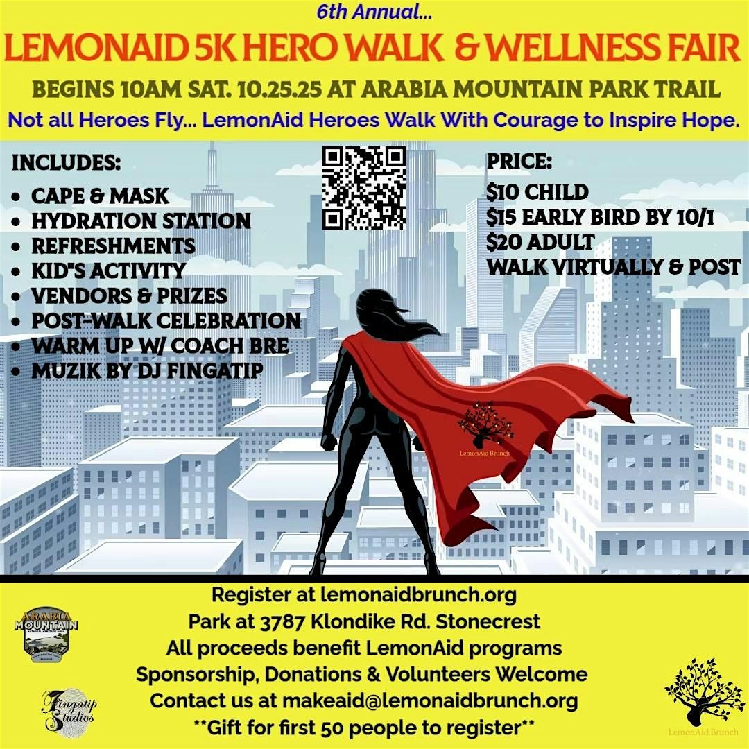 LemonAid 5K Hero Walk & Wellness Fair, 25 October | Event in Stonecrest | AllEvents