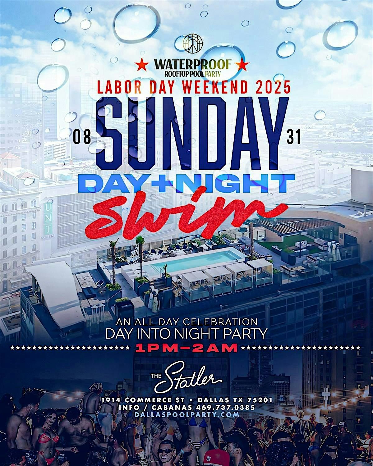Day & Night Swim Labor Day Sunday Rooftop Pool Party, 31 August | Event in Dallas | AllEvents