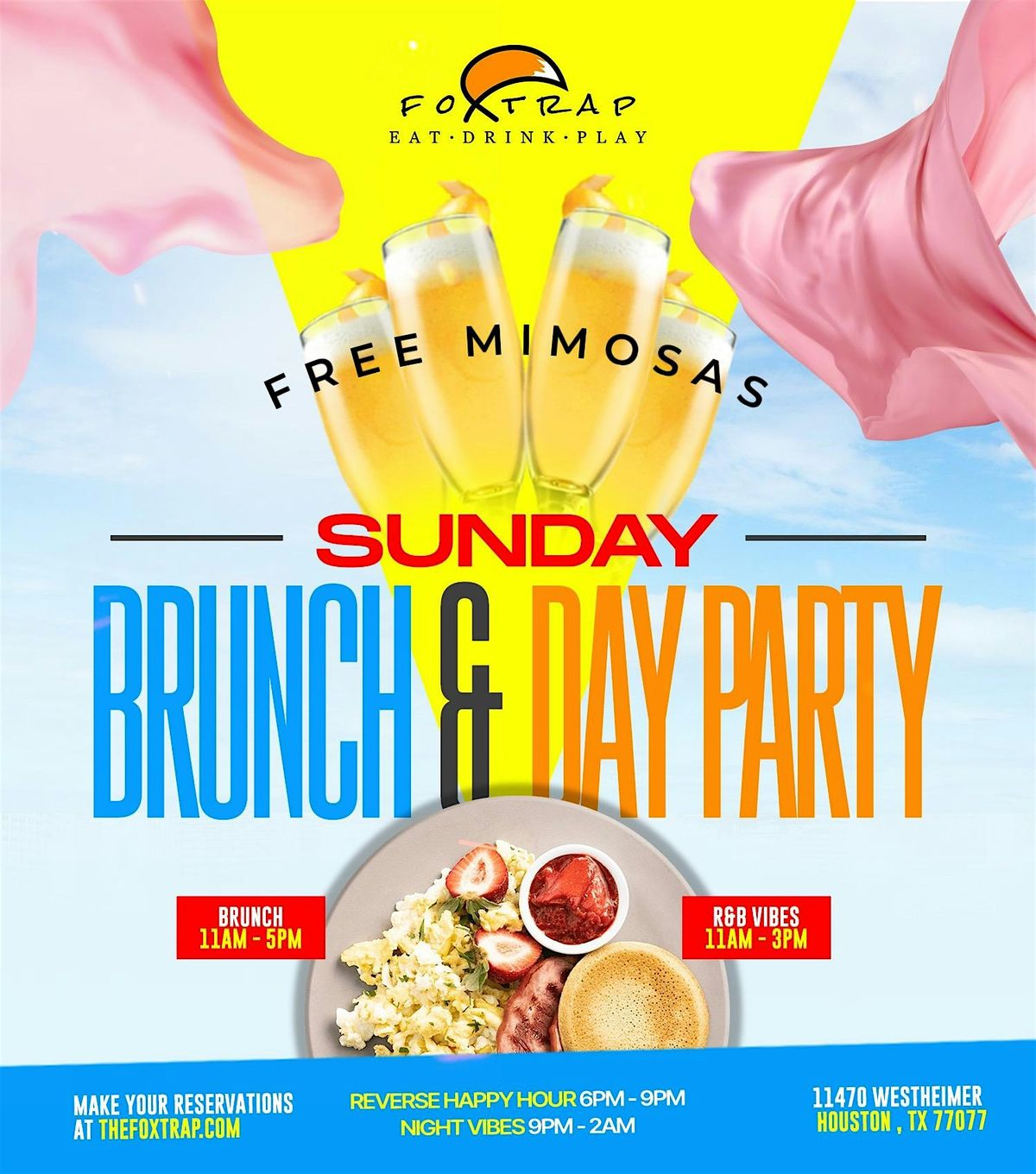 Free Mimosas Sunday Brunch NFL Games! Hookah! Happy Hour! Pool Tables