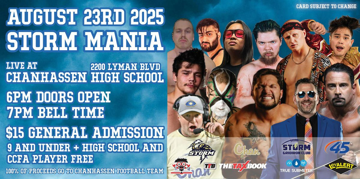 Storm Mania - Fundraiser hosted by the Storm Gridiron with AWF Wrestling, 23 August | Event in Chanhassen