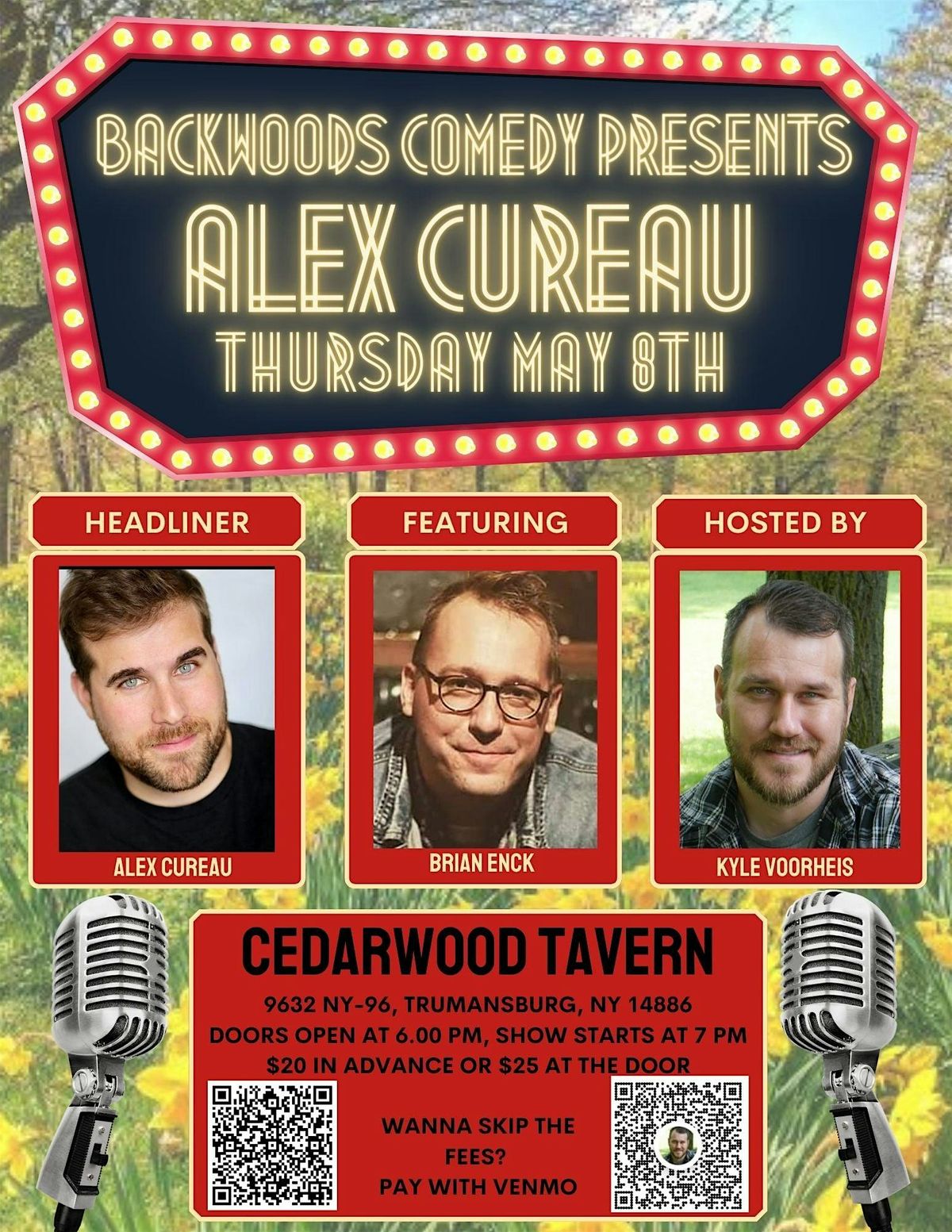 Backwoods Comedy Presents Alex Cureau at Cedarwood Tavern, 8 May | Event in Trumansburg | AllEvents
