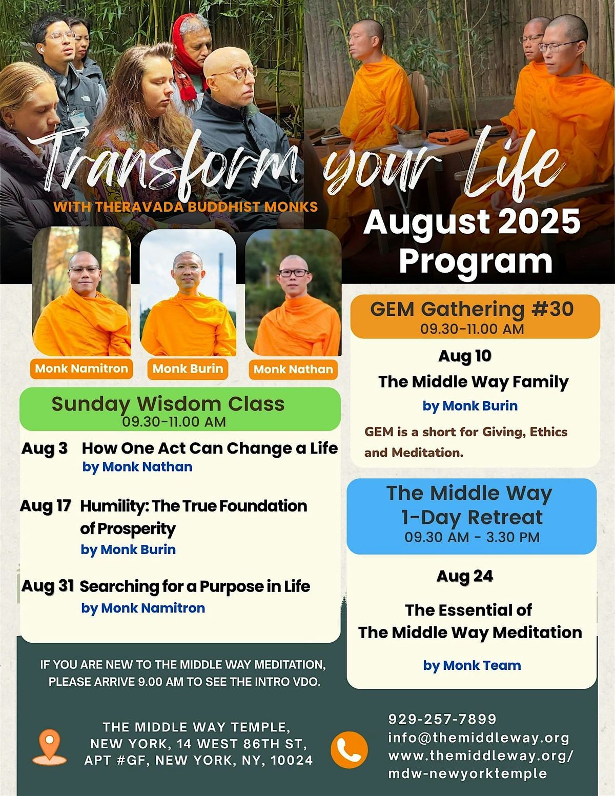 Sunday Meditation and Wisdom Class, 17 August | Event in New York | AllEvents