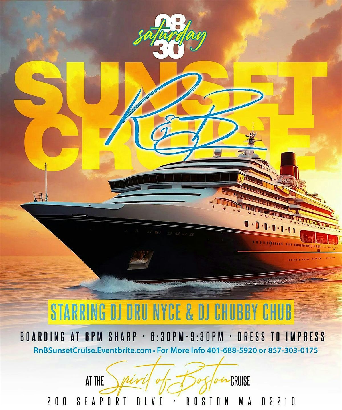THE RNB SUNSET CRUISE | SAT AUG 30 | DJ DRU NYCE & DJ CHUBBY CHUB | Event in Boston | AllEvents