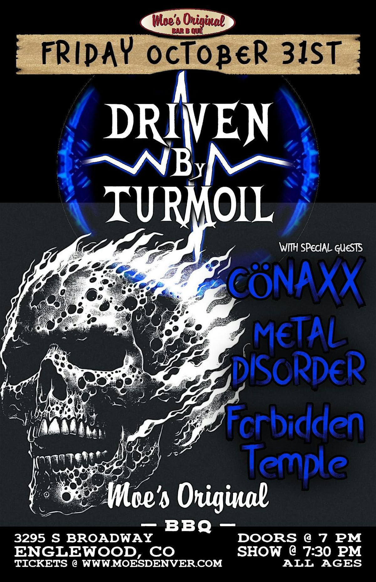Driven By Turmoil w/ Cönaxx + Metal Disorder + Forbidden Temple, 31 October | Event in Englewood | AllEvents