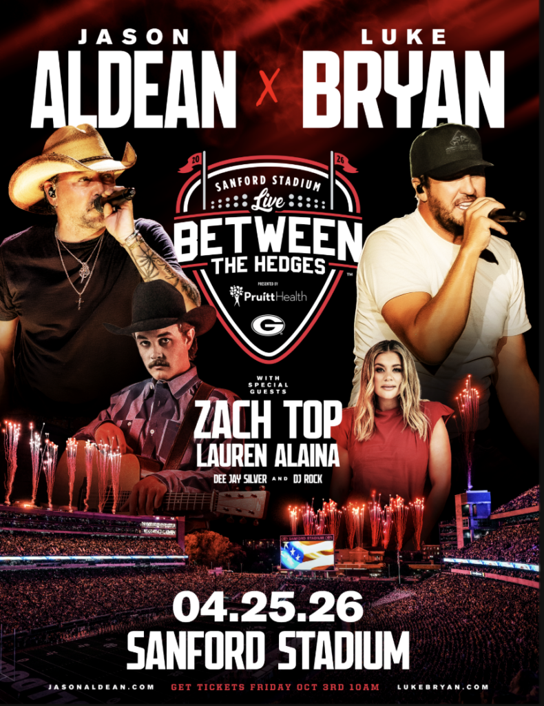 Live Between The Hedges - Luke Bryan, Jason Aldean, Zach Top, Lauren Aliana at Sanford Stadium, 25 April | AllEvents