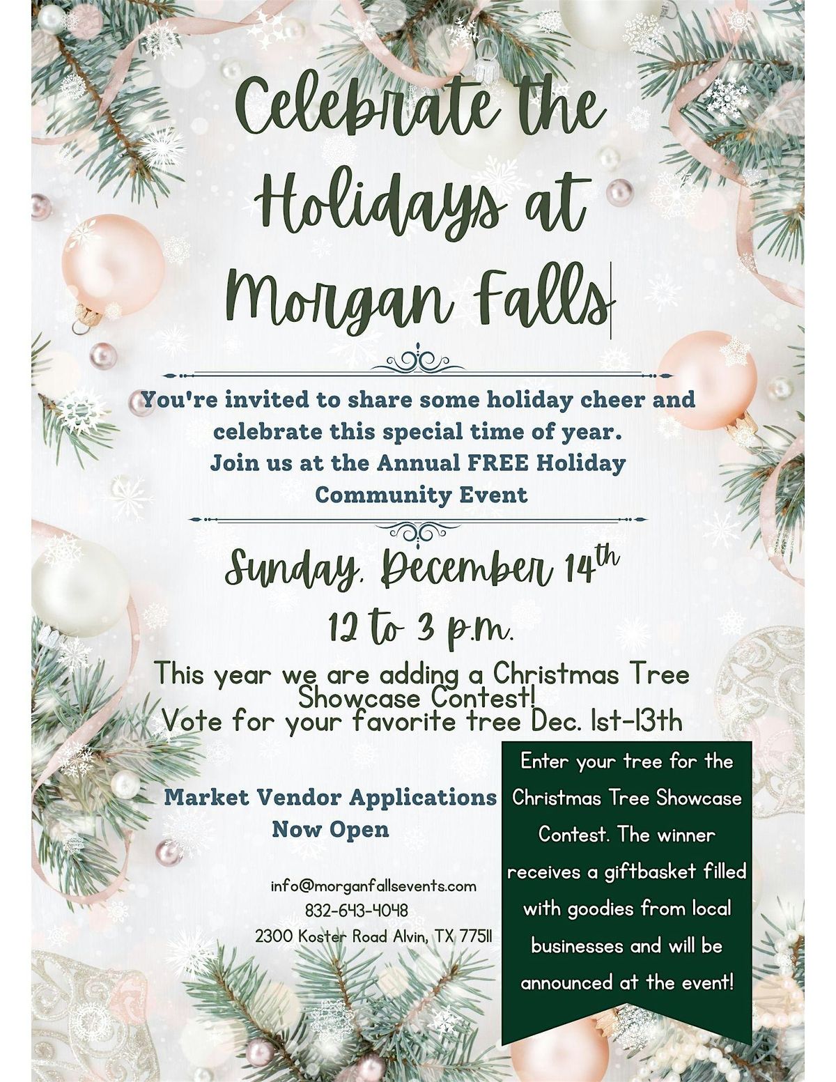 Celebrate the Holidays at Morgan Falls Event Center, 14 December | Event in Alvin | AllEvents