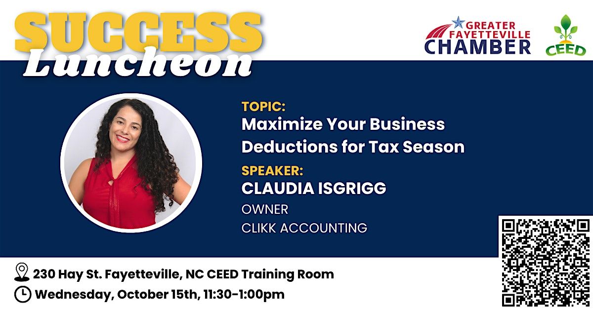 Success Luncheon: Maximize Your Business Deductions for Tax Season!, 15 October | Event in Fayetteville | AllEvents