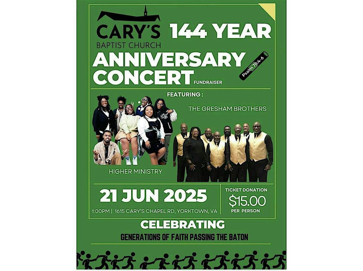 Cary's Baptist Church 144th Year Anniversary Concert, 21 June | Event in Yorktown | AllEvents