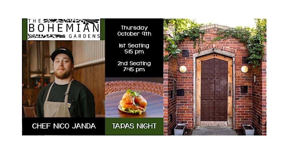 TAPAS!  At The Bohemian Gardens with Chef Nico Janda (5:15 Seating), 9 October | Event in Omaha | AllEvents