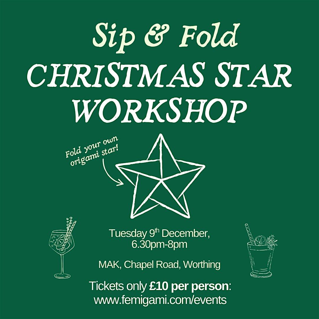 Sip & fold: Christmas star workshop, 9 December | Event in Worthing | AllEvents