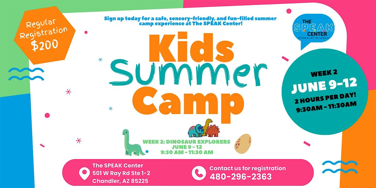 Summer Camp Week at The SPEAK Center: Dinosaur Explorers (6/9- 6/12), 9 June | Event in Chandler | AllEvents