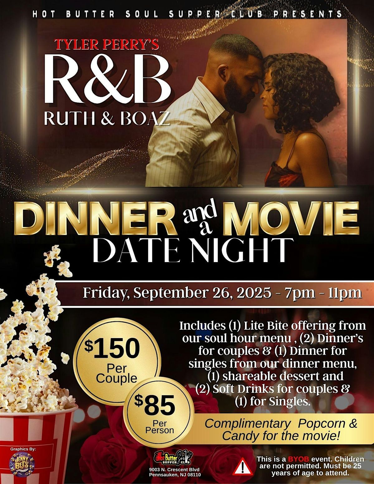 Join us for our  R&B (Ruth & Boaz) Dinner and a Movie Date Nite!, 26 September | Event in Pennsauken