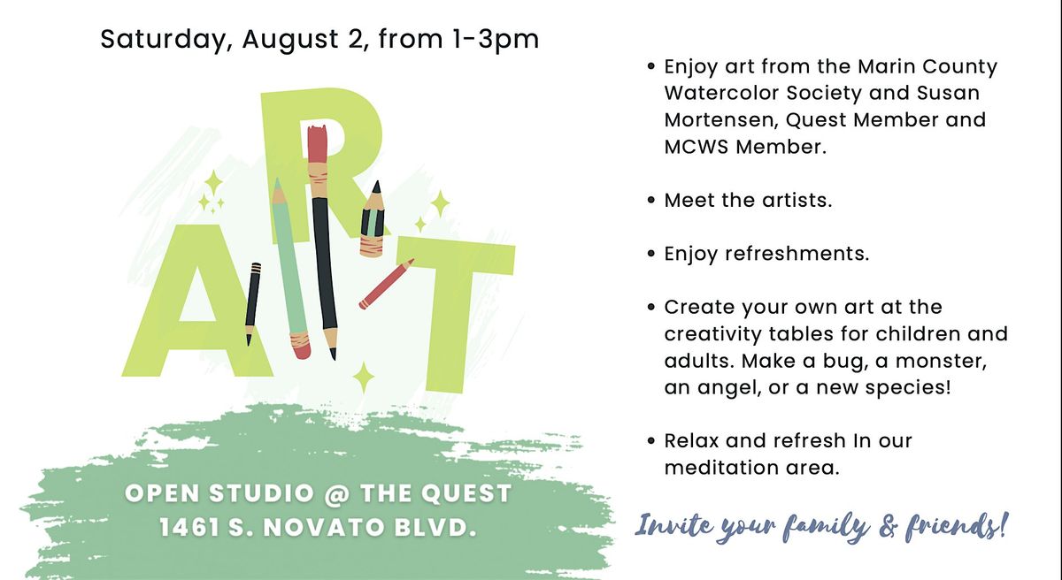 OPEN ART STUDIO presented by THE QUEST, 2 August | Event in Novato | AllEvents
