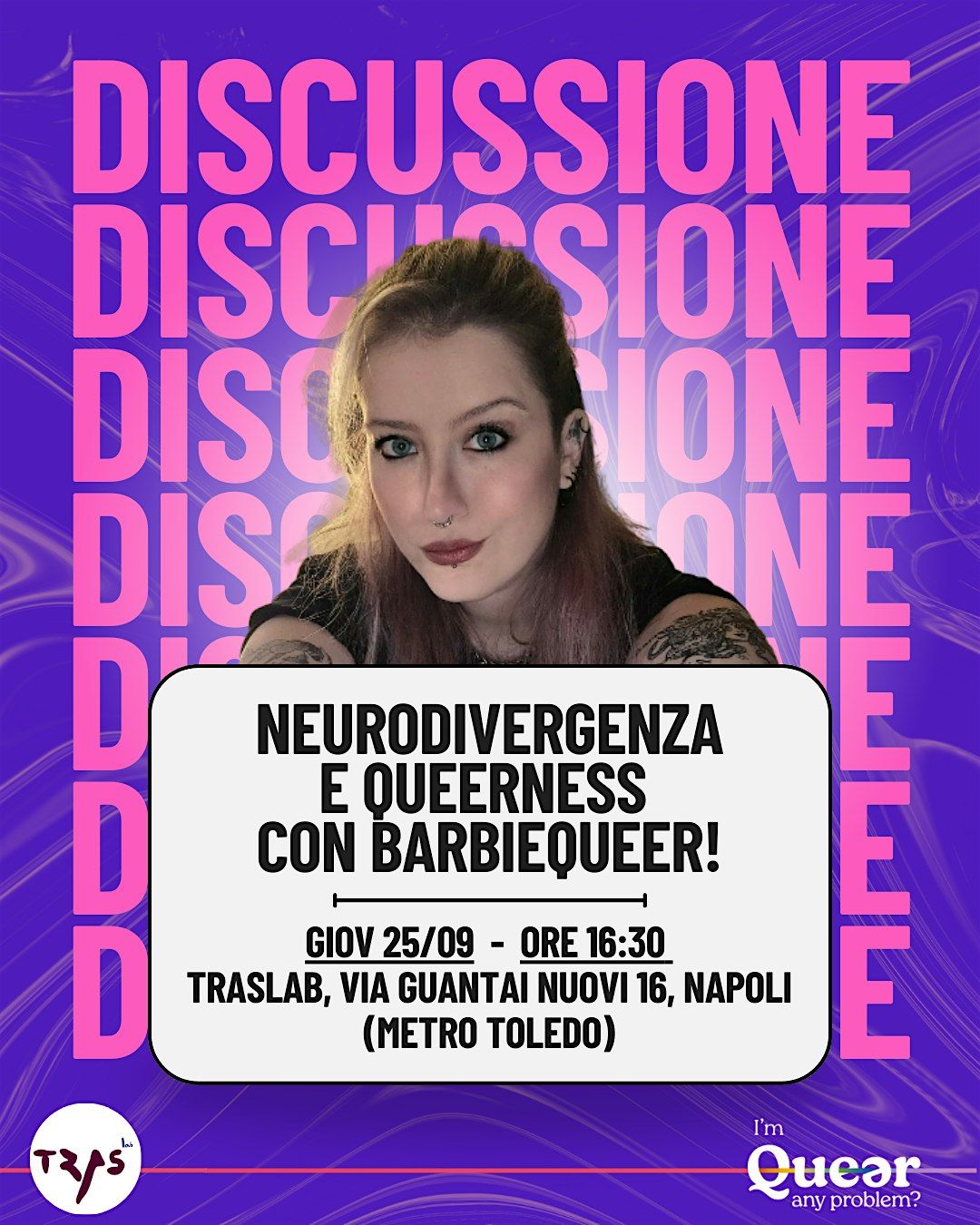DISCUSSIONE SU NEURODIVERGENZA E QUEERNESS CON BARBIEQUEER, 25 September | Event in Napoli | AllEvents