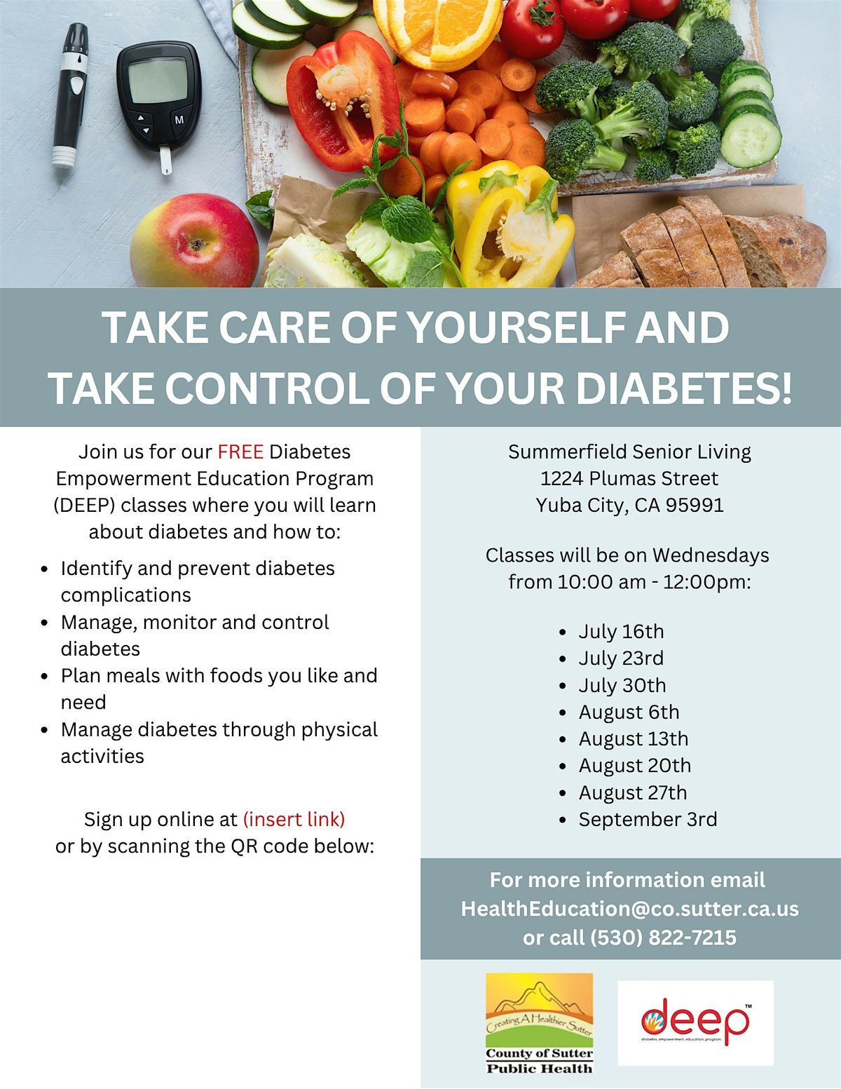 Diabetes Empowerment Education Program (DEEP) Classes, 1224 Plumas St ...