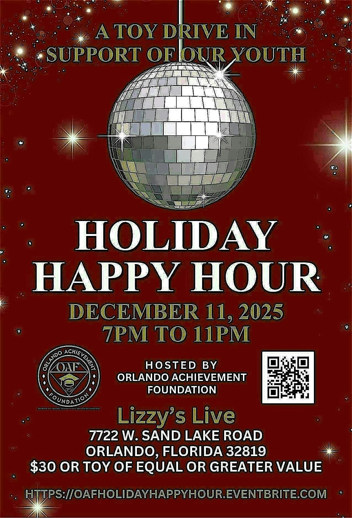 The "Holiday Happy Hour" - A Toy Drive, 11 December | Event in Orlando | AllEvents