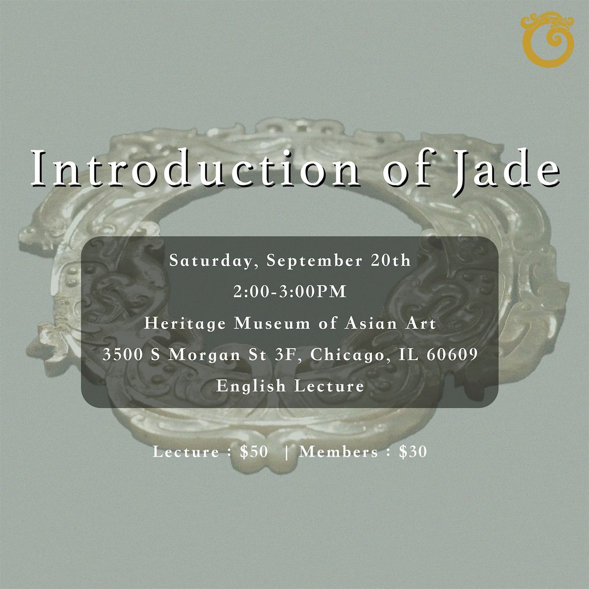 Introduction of Jade Lecture, 20 September | Event in Chicago | AllEvents