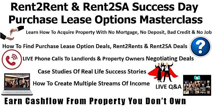 Rent2Rent, Rent2SA & No Money Down Success Day in London, 26 July | Event in London | AllEvents