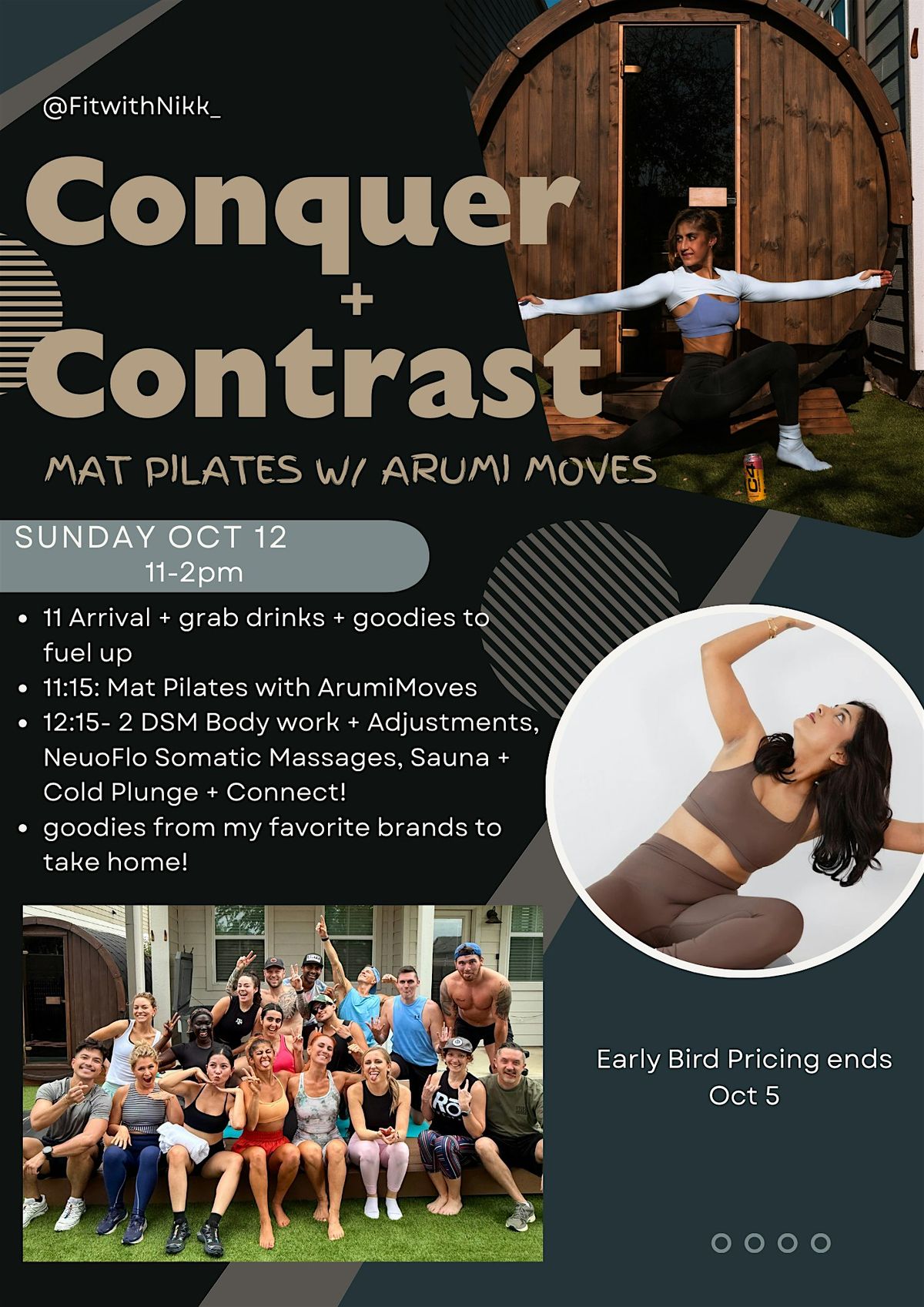 Conquer & Contrast: Pilates Edition, 12 October | Event in Austin | AllEvents