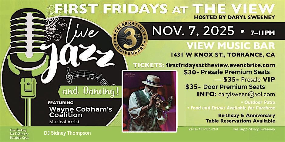 First Fridays at the View Featuring Wayne Cobham's Coalition, 7 November | Event in Torrance | AllEvents