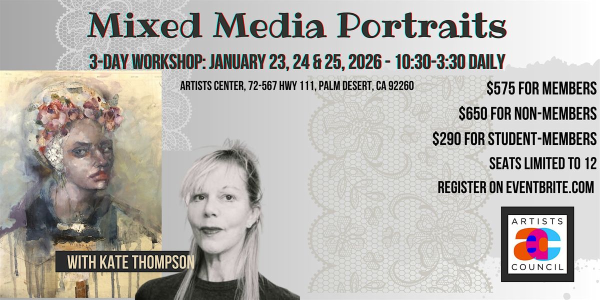Mixed Media Portraits 3-day Workshop with Kate Thompson, 23 January | Event in Palm Desert | AllEvents