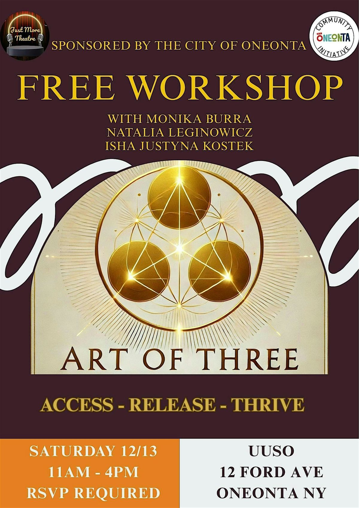 FREE Inner Healing Workshop THE ART OF THREE: Access · Release · Thrive, 13 December | Event in Oneonta