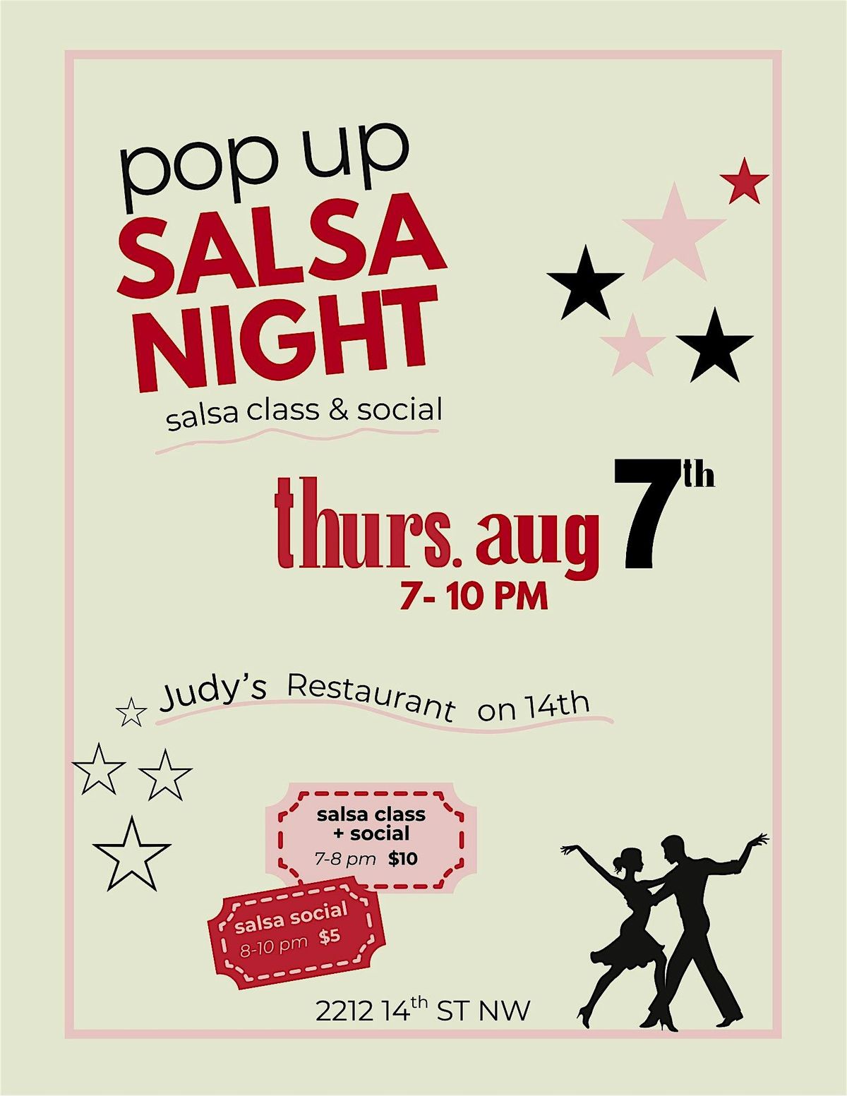 POP UP SALSA NIGHT ON 14TH ST, 7 August | Event in Washington | AllEvents