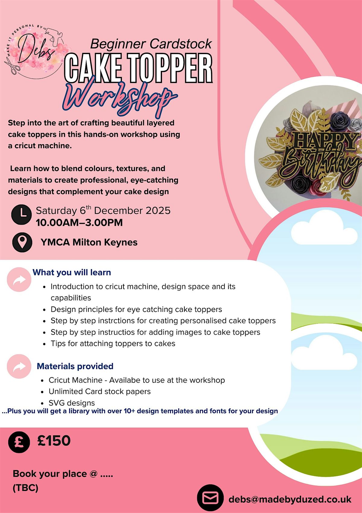 Beginner Cardstock caketopper workshop, 6 December | Event in Milton Keynes | AllEvents