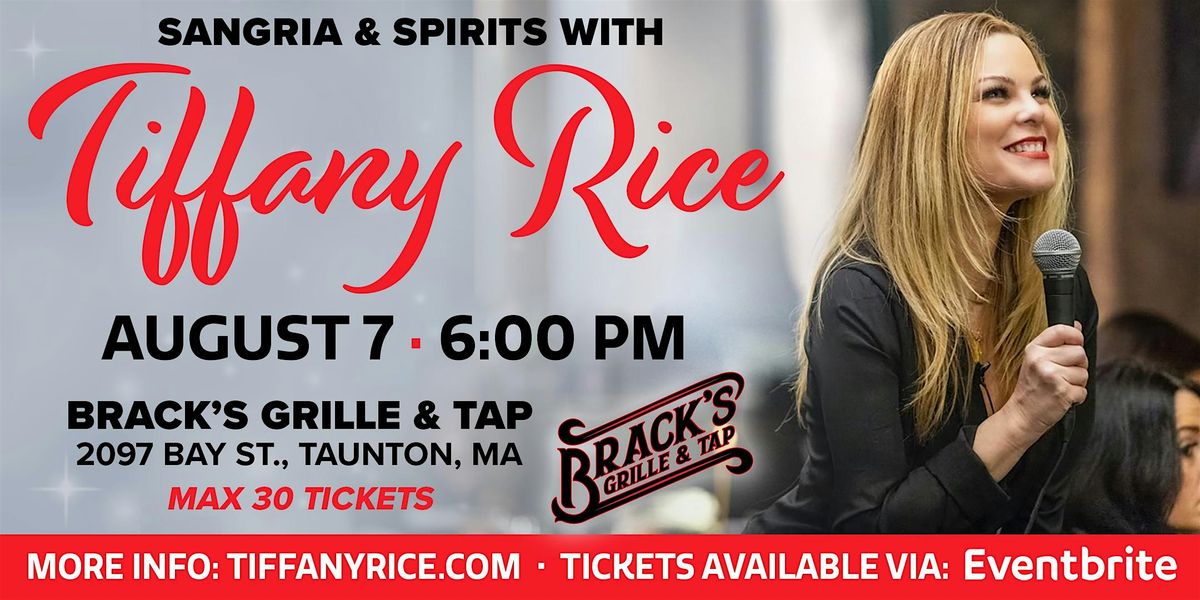 Sangria and Spirits with Tiffany Rice, 7 August | Event in Taunton | AllEvents