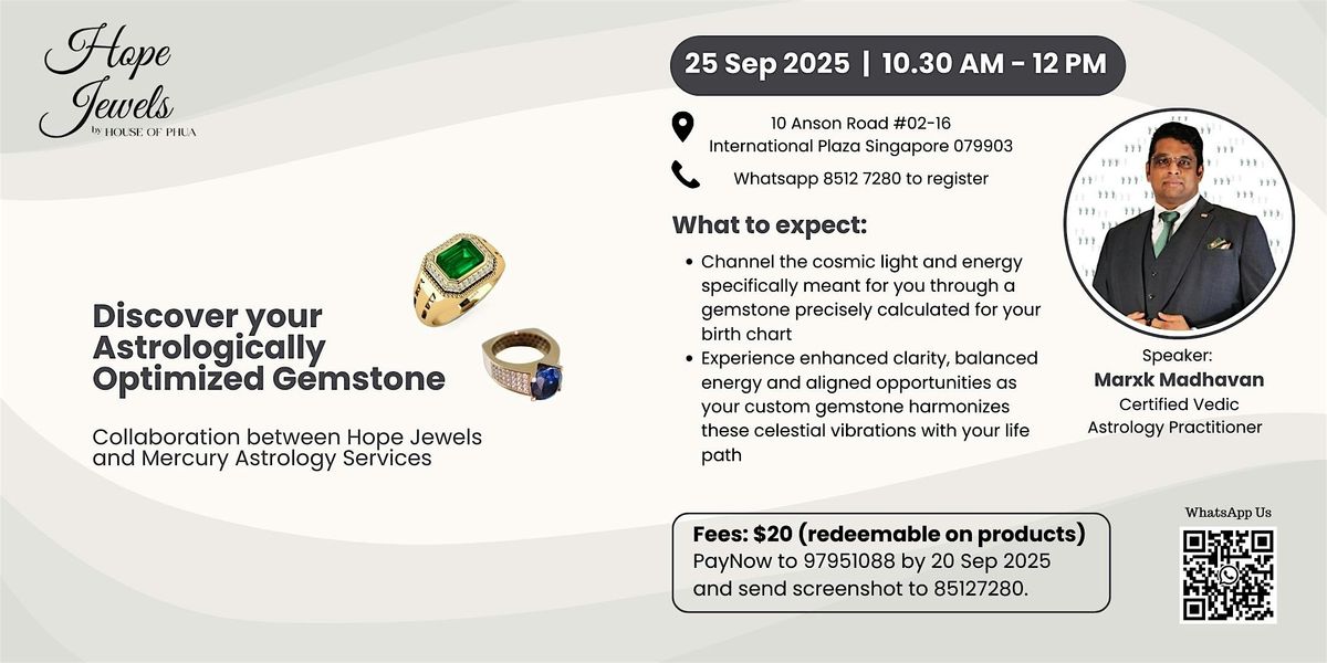 Discover your Astrologically Optimized Gemstone, 25 September | Event in Singapore | AllEvents