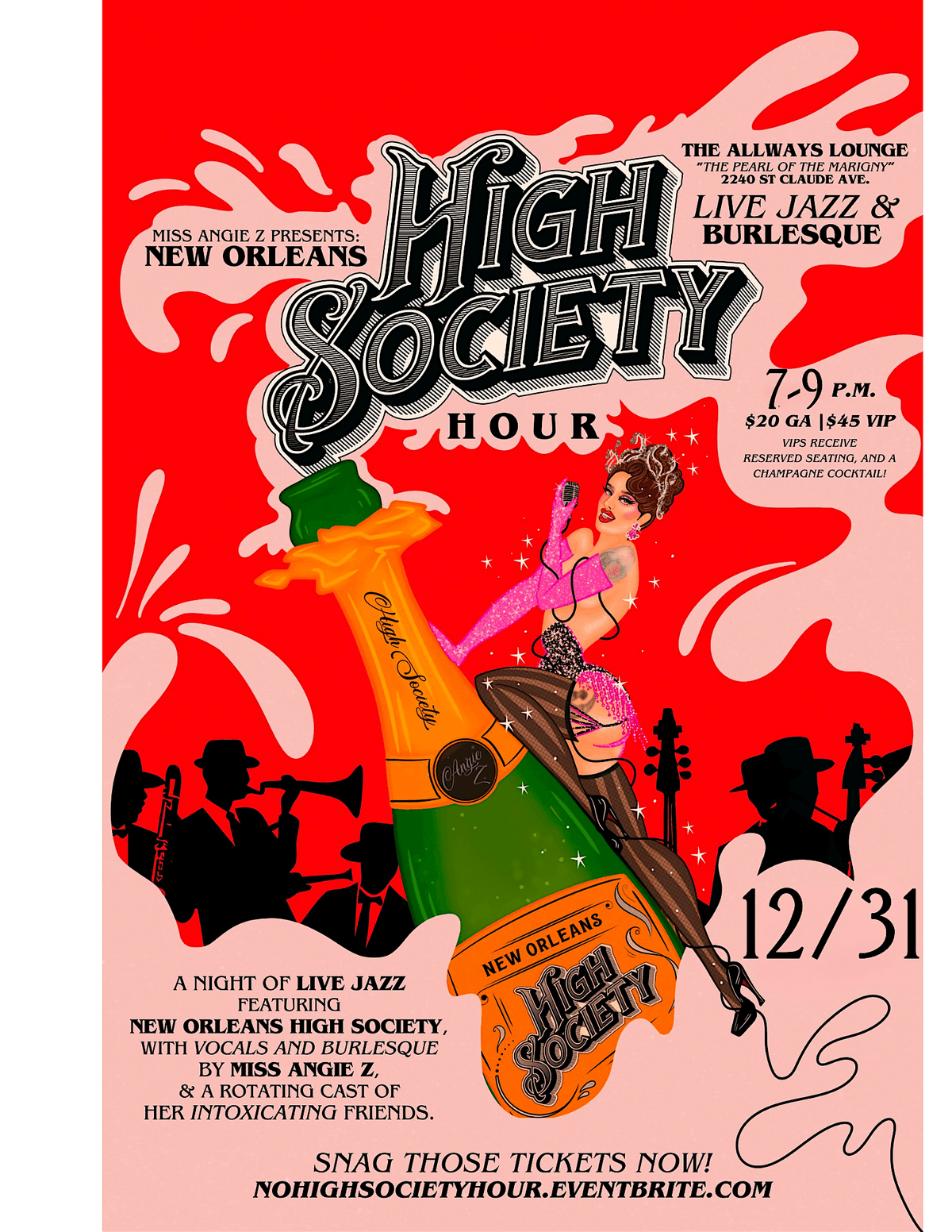 NYE Kickoff with the New Orleans High Society Hour live Jazz and Burlesque!, 31 December | Event in New Orleans