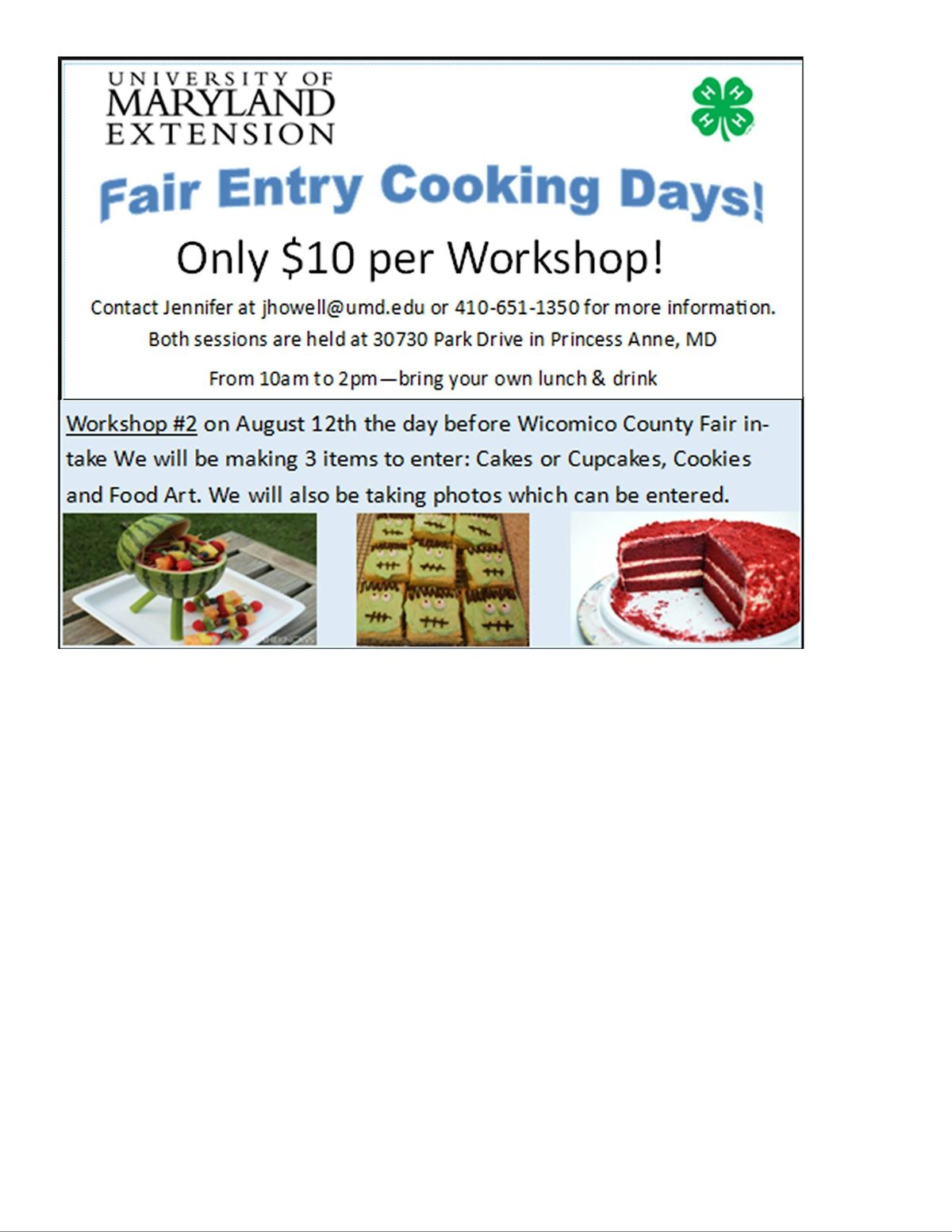 Fair Entry Cooking Days! Workshop #2, 12 August | Event in Princess Anne | AllEvents