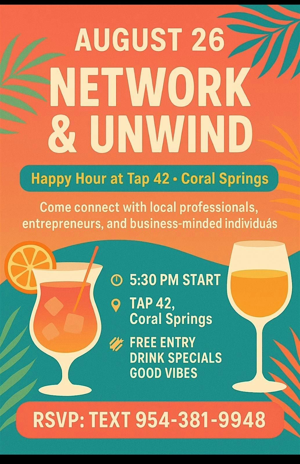 Network & Unwind: Happy Hour Mixer at Tap 42 Coral Springs, 26 August | Event in Coral Springs | AllEvents