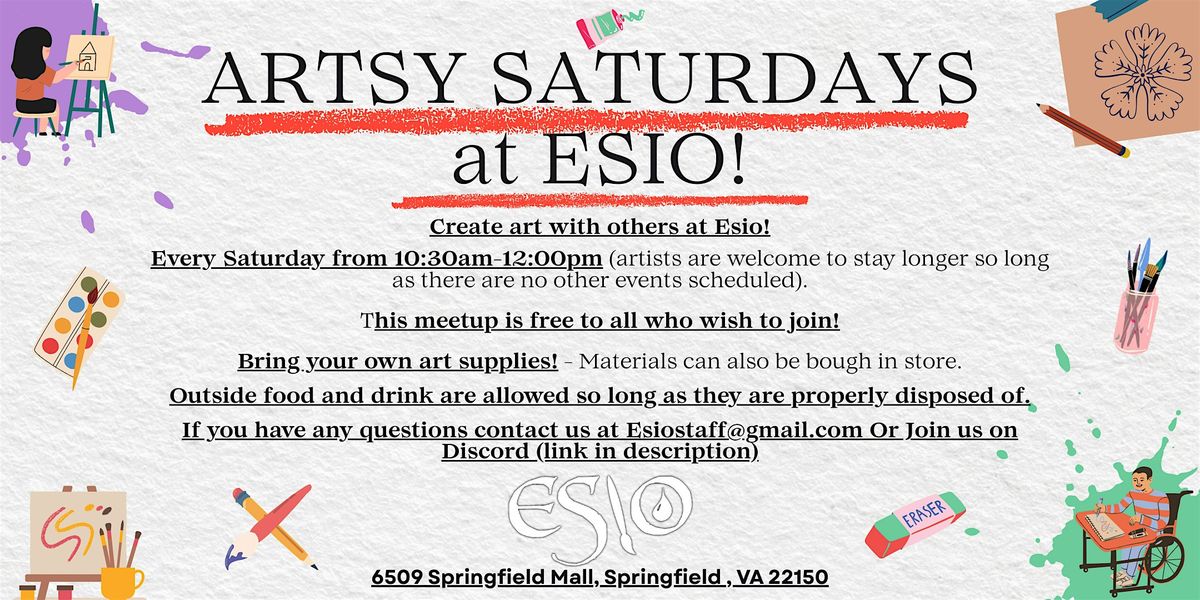 Artsy Saturdays at Esio! | Event in Springfield | AllEvents