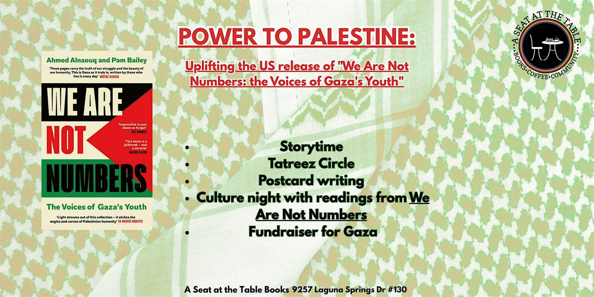 Power to Palestine: Celebrating the Launch of We Are Not Numbers, 6 September | Event in Elk Grove | AllEvents