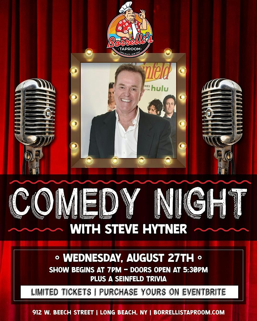 Steven Hytner Comedy and Seinfeld Trivia @Borrelli's Taprooom, 27 August | Event in Long Beach | AllEvents