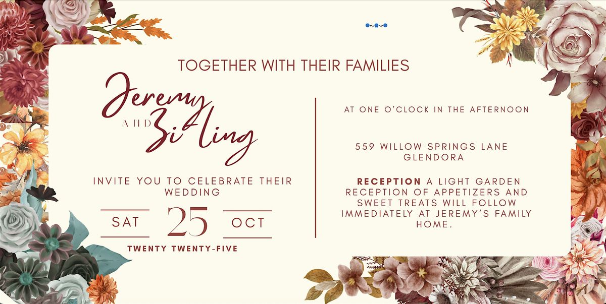 The Wedding Celebration of Jeremy & Zi-Ling, 25 October | Event in Glendora | AllEvents