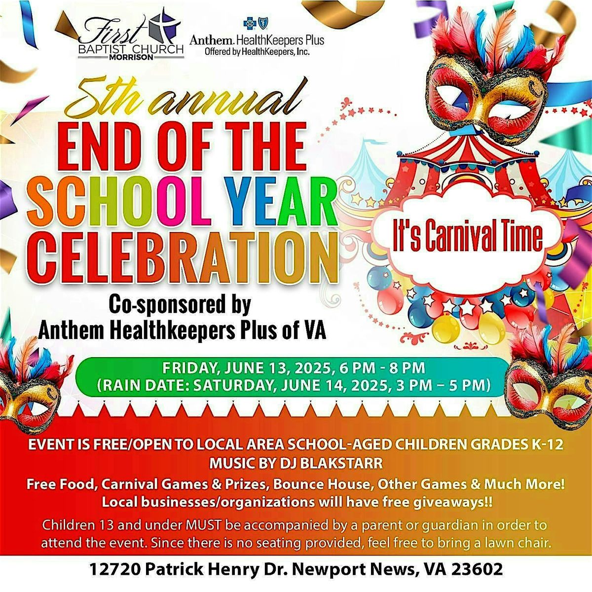 5th Annual End of School Year Celebration, 13 June | Event in Newport News | AllEvents