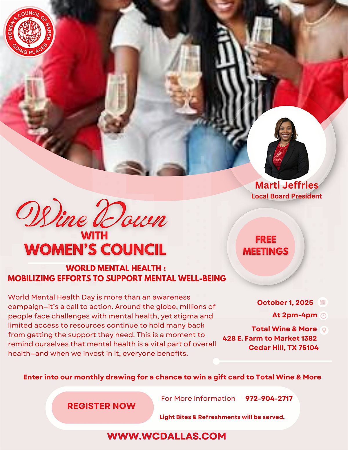 Wine Down with Women's Council - Monthly Meeting, 1 October | Event in Cedar Hill | AllEvents