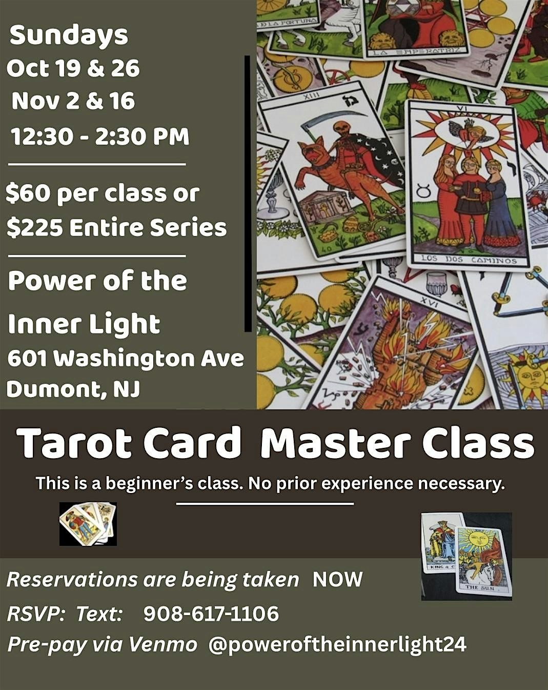 Tarot Masterclass-Part 1 | The Major Arcana, 19 October | Event in Dumont | AllEvents