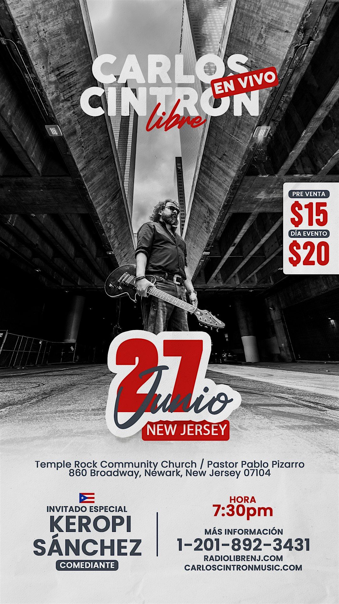 Carlos Cintron en Vivo  "Libre", 27 June | Event in Newark | AllEvents