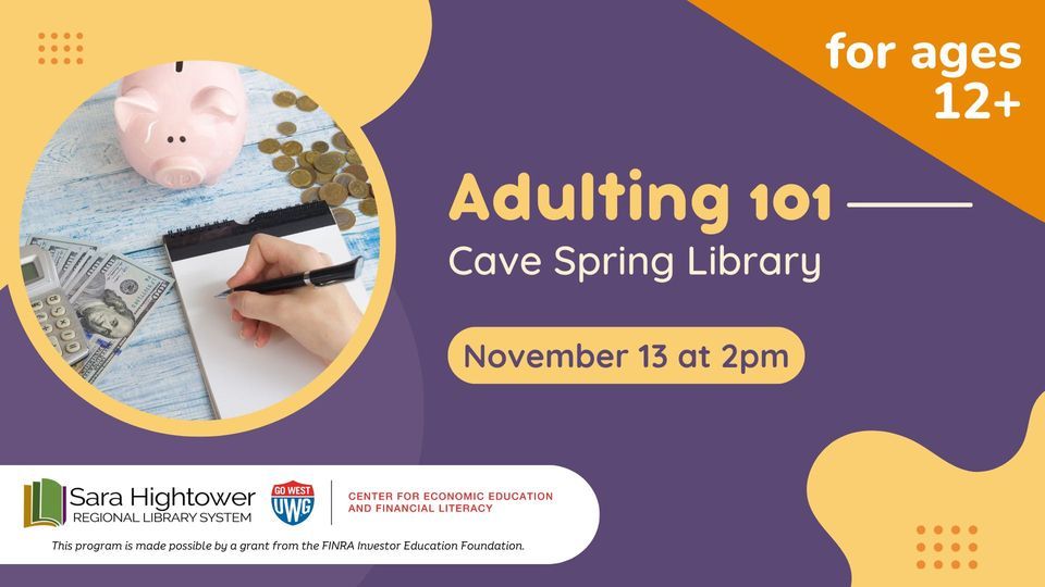 Cave Spring Library Adulting 101, 17 Cedartown St SW, Cave Spring, GA 30124-2703, United ...