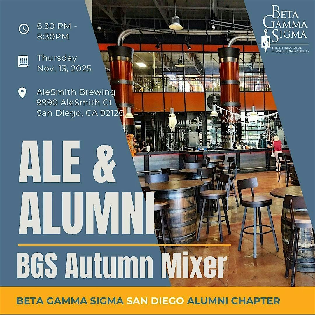 Ale & Alumni: A BGS Autumn Mixer, 13 November | Event in San Diego | AllEvents