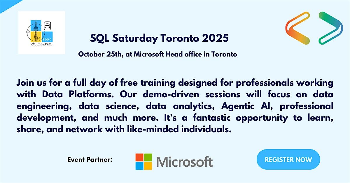 SQL Saturday Toronto 2025, 25 October | Event in Toronto | AllEvents