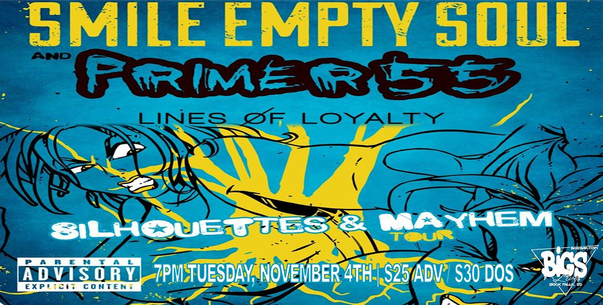 Smile Empty Soul / Primer 55 - Silhouettes & Mayhem Tour at Bigs Bar Live, 4 November | Event in Sioux Falls