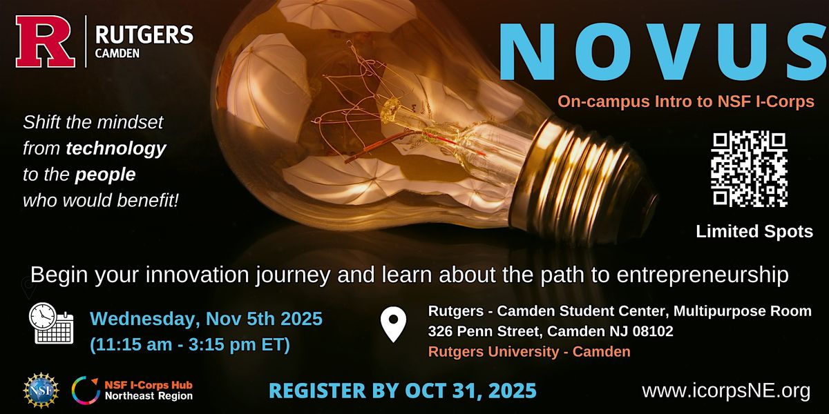 Novus I-Corps @ Rutgers - Camden, 5 November | Event in Camden | AllEvents