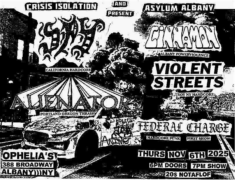 SPY, ALIENATOR + MORE @ OPHELIA'S, 6 November | Event in Albany | AllEvents
