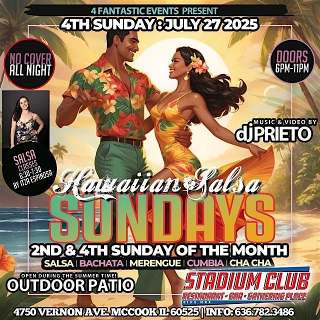 Hawaiian Theme Salsa Sunday @ Stadium Club – No Cover Charge!, 27 July | Event in McCook | AllEvents