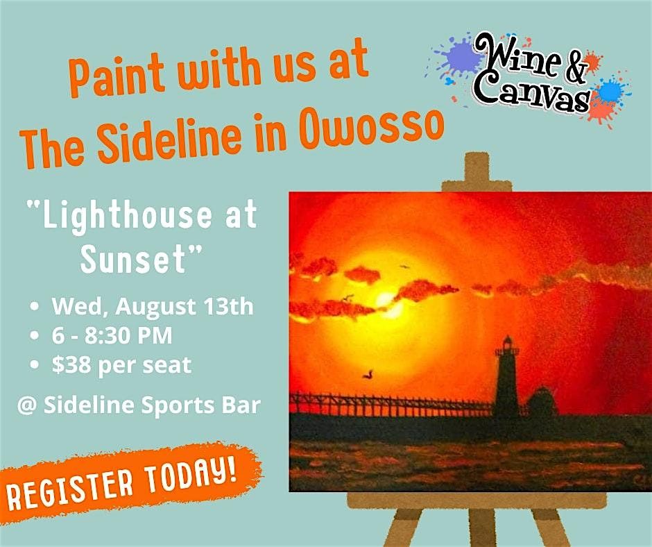 Lighthouse at Sunset - Paint and Sip at The Sideline - Owosso, 13 August | Event in Owosso | AllEvents