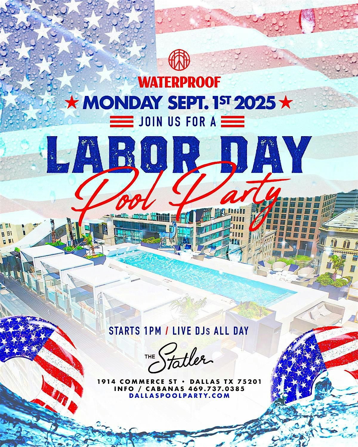 Labor Day Waterproof Rooftop Pool Party, 1 September | Event in Dallas | AllEvents